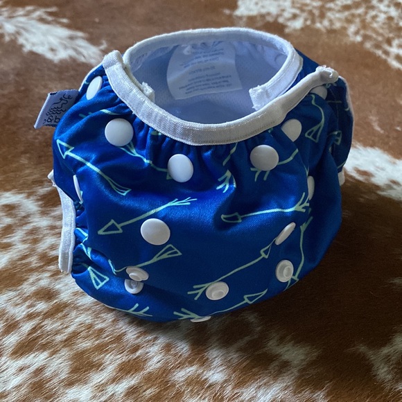 Beau & Belle diaper cover Baby Cloth Swim Diaper Blue Green Arrows Adjusts - Picture 5 of 12